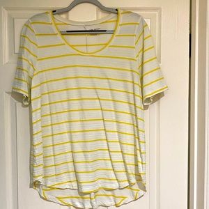 Lane Bryant white top with yellow stripes